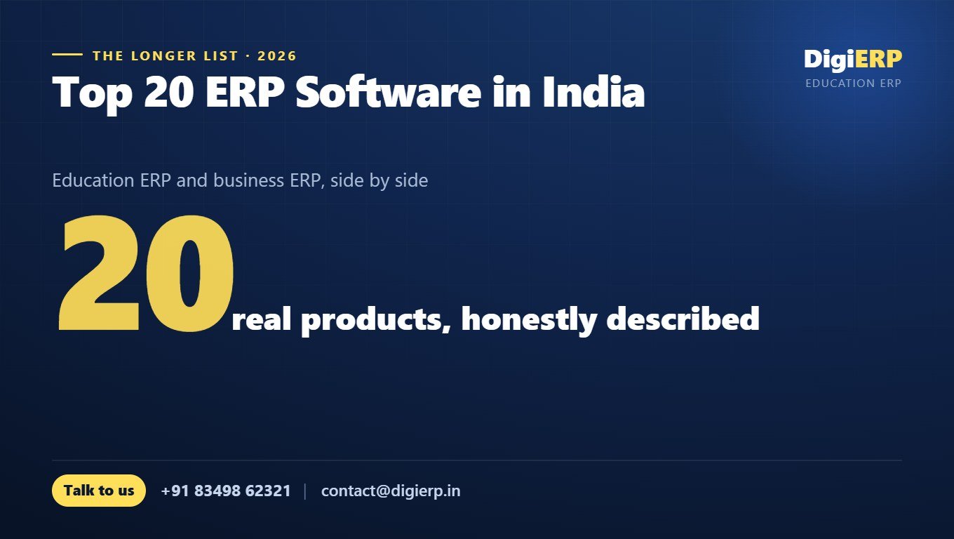 Top 20 ERP software products used in India, education and business