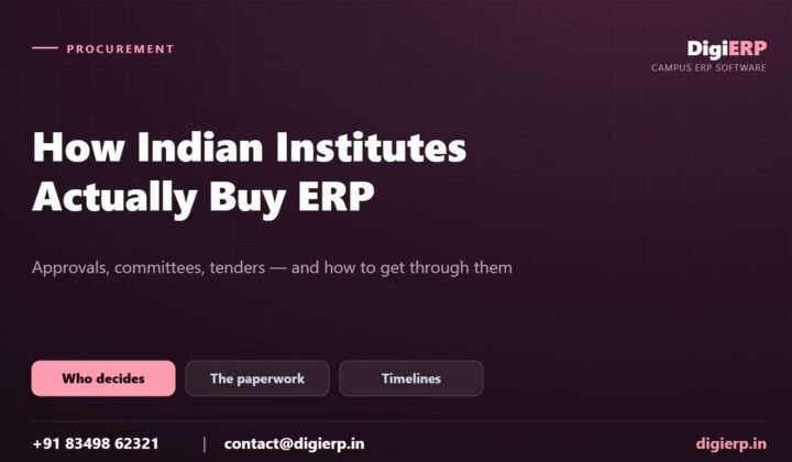How Indian institutes buy ERP software poster with DigiERP contact details