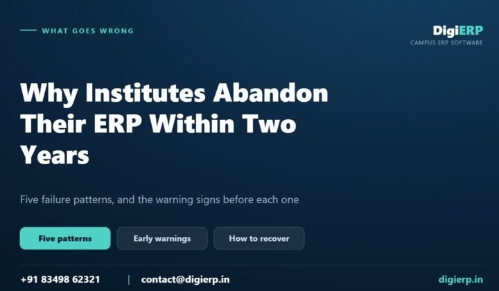 Why institutes abandon ERP software poster with DigiERP contact details